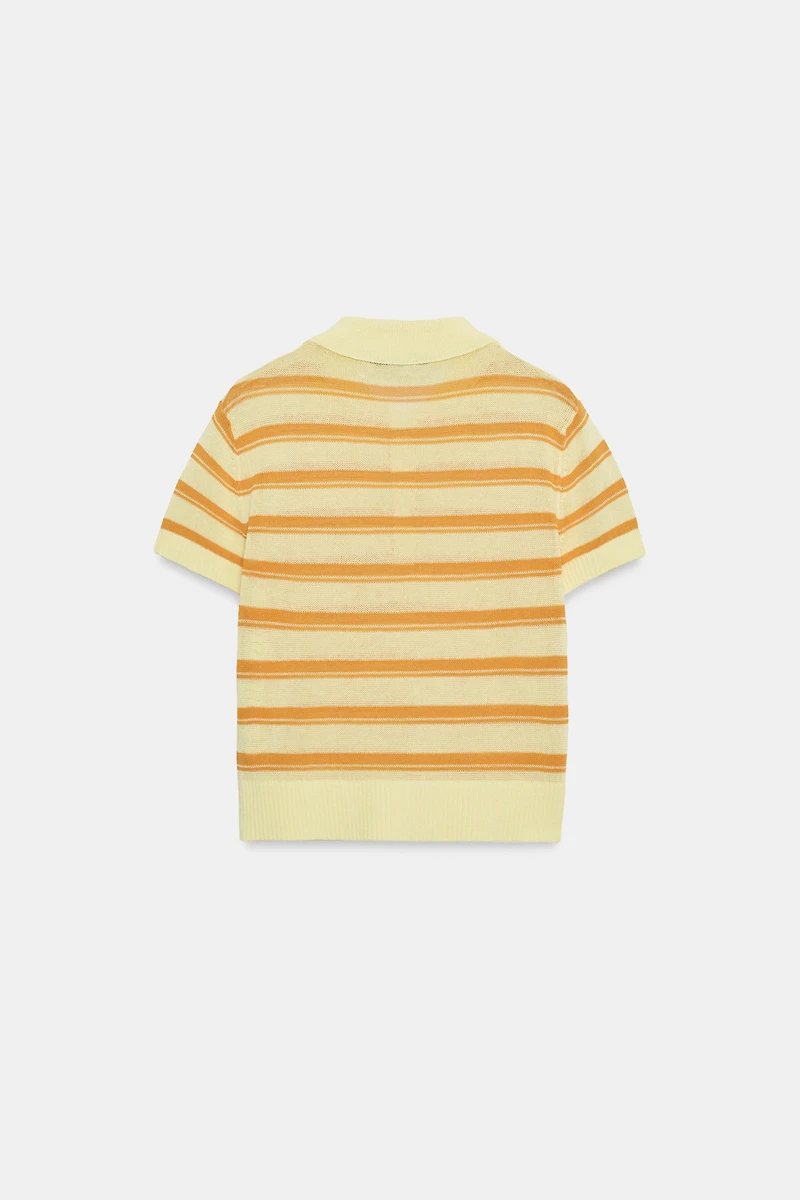 POLO EN MAILLE À RAYURES ET MANCHES COURTES