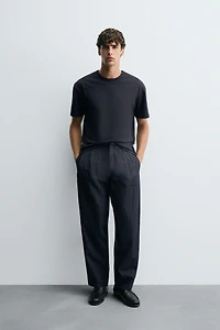 WIDE FIT CROPPED DENIM PANTS