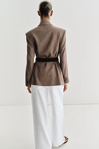 HERRINGBONE BELTED BLAZER