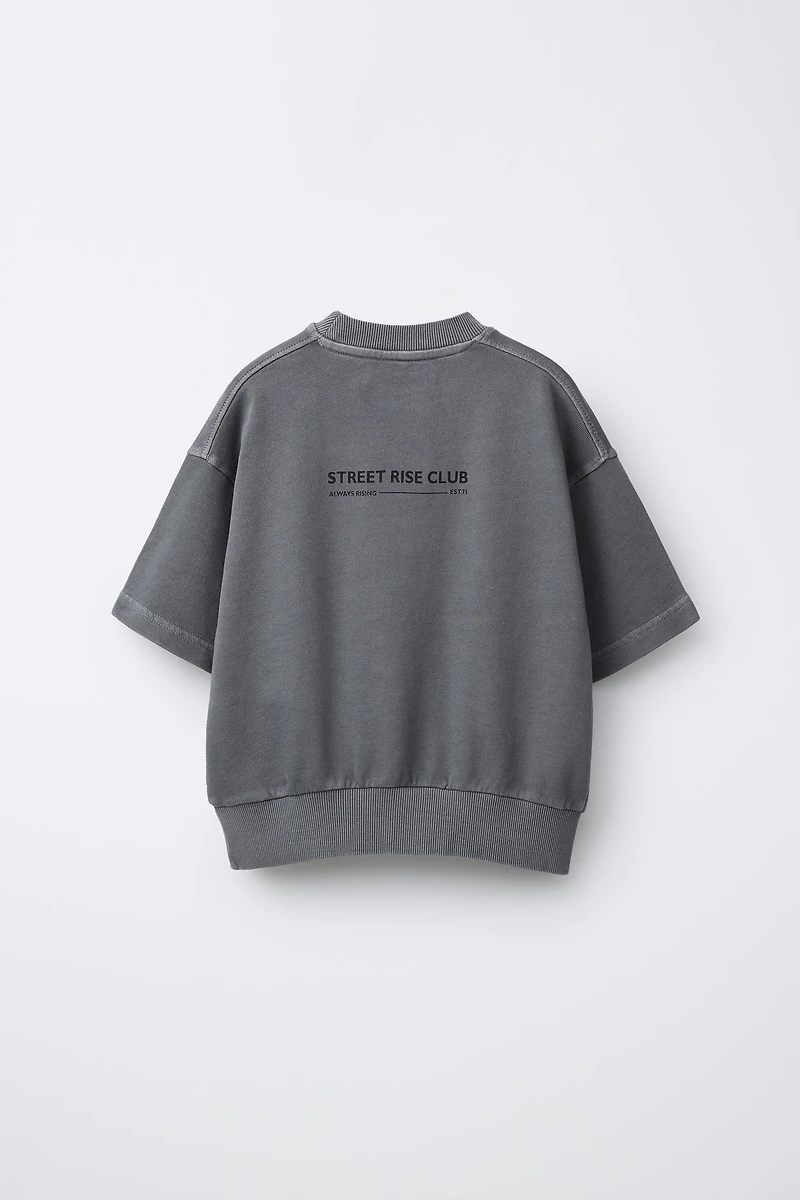 SHORT SLEEVE SWEATSHIRT AND CARGO BERMUDA SET