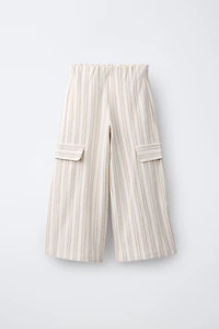 PANTALON CARGO WIDE LEG À RAYURES