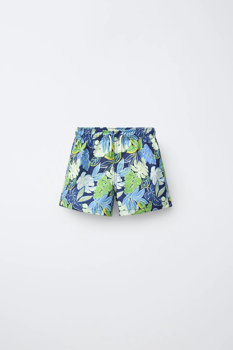 6-14 YEARS/ LEAF PRINT SWIM SHORTS