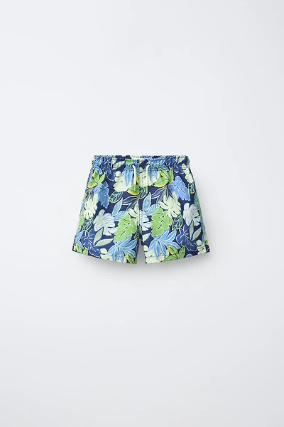 6-14 YEARS/ LEAF PRINT SWIM SHORTS