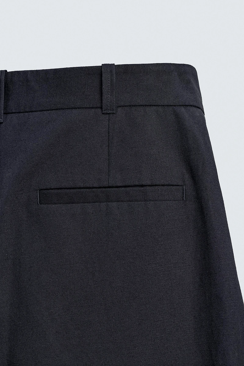 PANTALON STRUCTURÉ EN COTON ET LIN