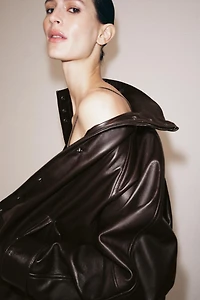 100% LEATHER BOMBER JACKET ZW COLLECTION