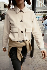FAUX SUEDE CROPPED JACKET