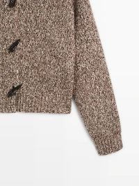 Wool and cotton knit cardigan with horn button