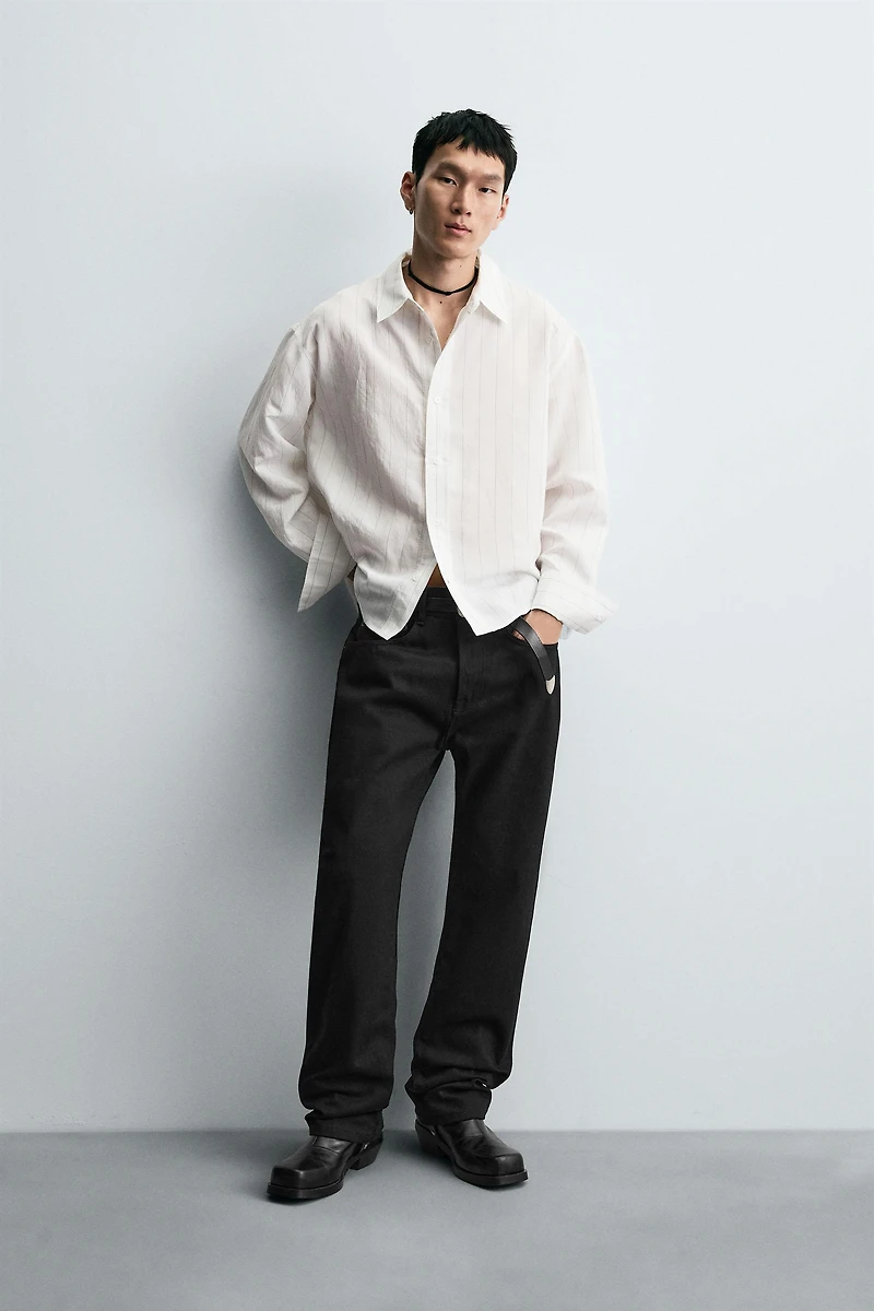 IRREGULAR STRIPE FLOWY SHIRT
