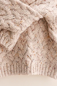 ZARA TIMELESS - PULL EN MAILLE À TORSADES BOUTONNÉ AVEC LAINE
