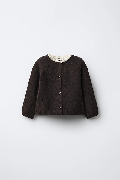 2-IN-1 LACE KNIT CARDIGAN WITH WOOL