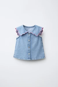 TOP EN DENIM À ONDES