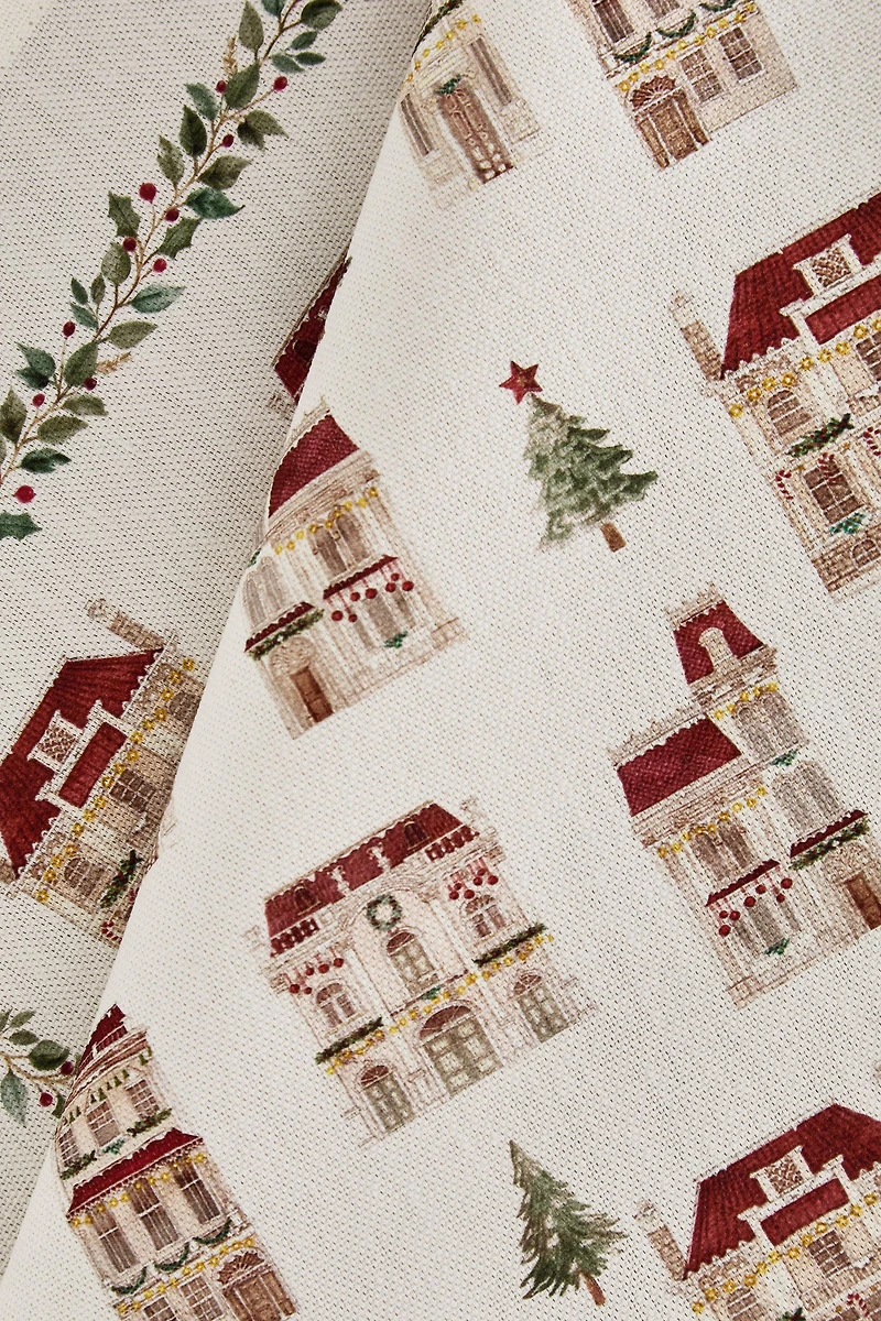 SET OF COTTON CHRISTMAS HOUSE KITCHEN TOWELS (SET OF 2)