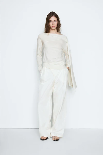 Silk blend knit sweater with scarf - STUDIO