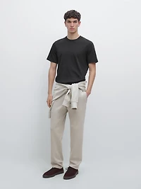 Straight-fit cotton blend trousers