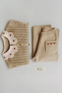 JUPE-CULOTTE EN MAILLE BRODÉE CŒURS
