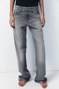 JEAN TRF COUPE LARGE À TAILLE MI-HAUTE LONG
