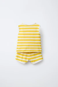 STRIPED PRINT T-SHIRT AND BERMUDA SHORTS SET