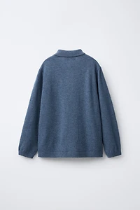 100% WOOL KNIT POLO SHIRT