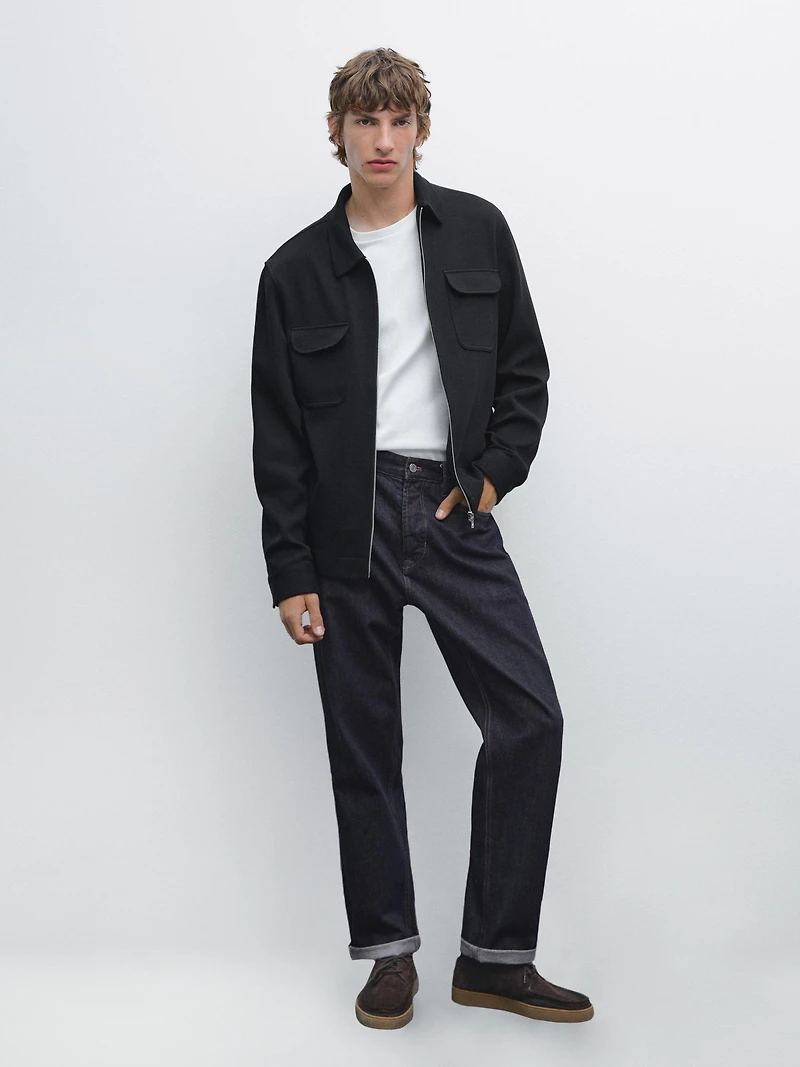 Veste poches serge de coton mélangé
