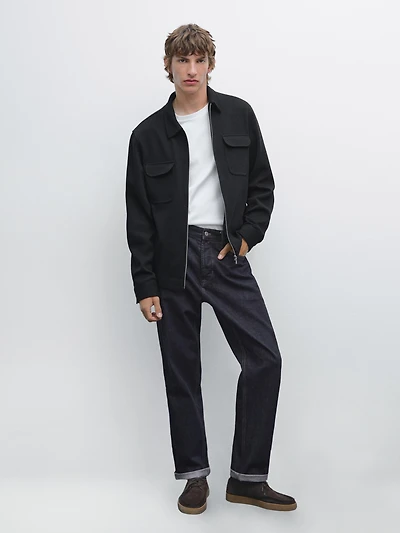 Veste poches serge de coton mélangé