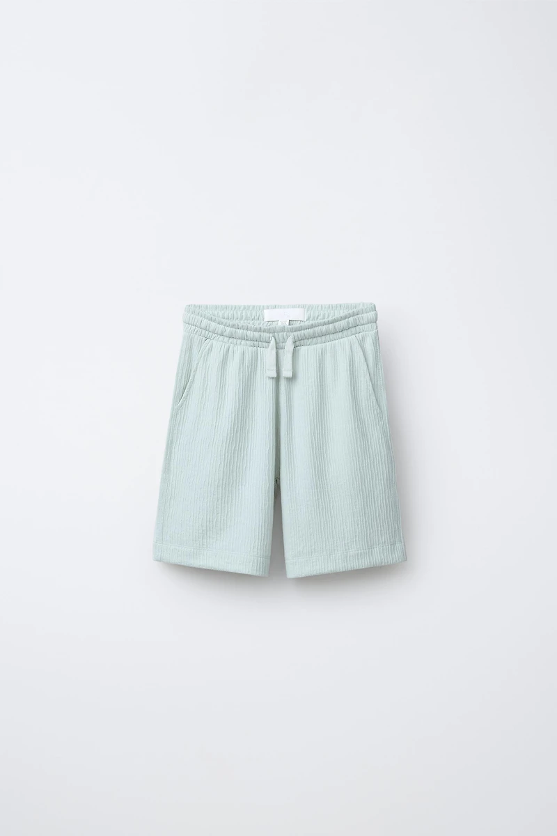 TEXTURED POLO SHIRT AND BERMUDA SHORTS SET