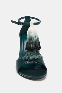 TASSEL HEELED SANDALS