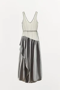ROBE LONGUE BIMATIÈRE DRAPÉE À VOLUME