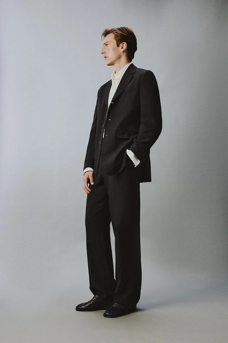 RELAXED FIT VISCOSE-LINEN SUIT PANTS
