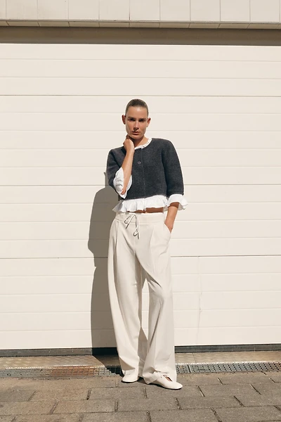 POPLIN TRIM COMBINATION CARDIGAN