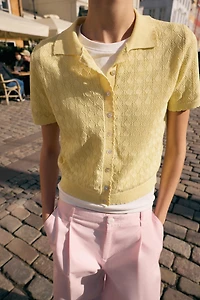 SHORT SLEEVE KNIT CARDIGAN