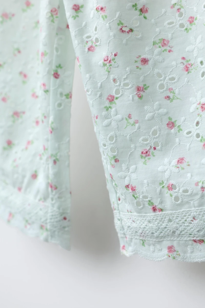 EMBROIDERED SWISS FLORAL PRINT CULOTTES