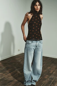 GEORGETTE HALTER TOP WITH DOTS