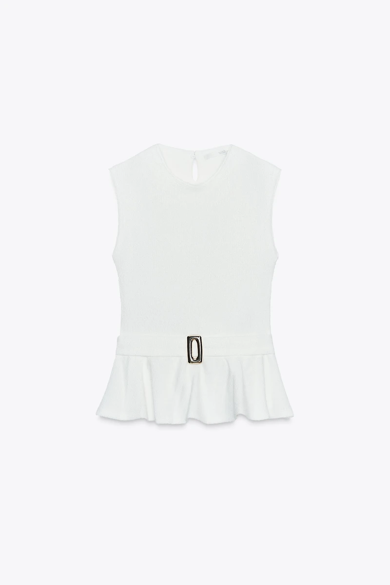 TOP PÉPLUM BOUCLE À