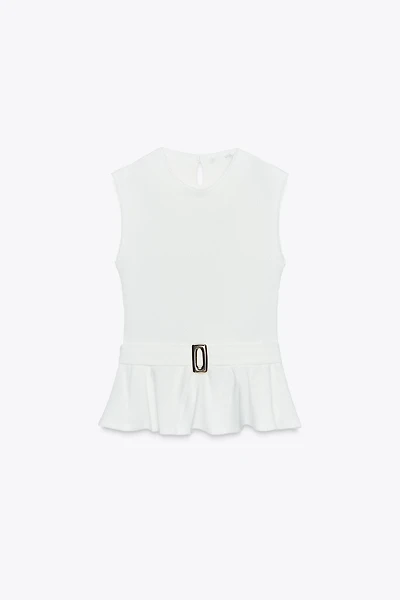 TOP PÉPLUM BOUCLE À