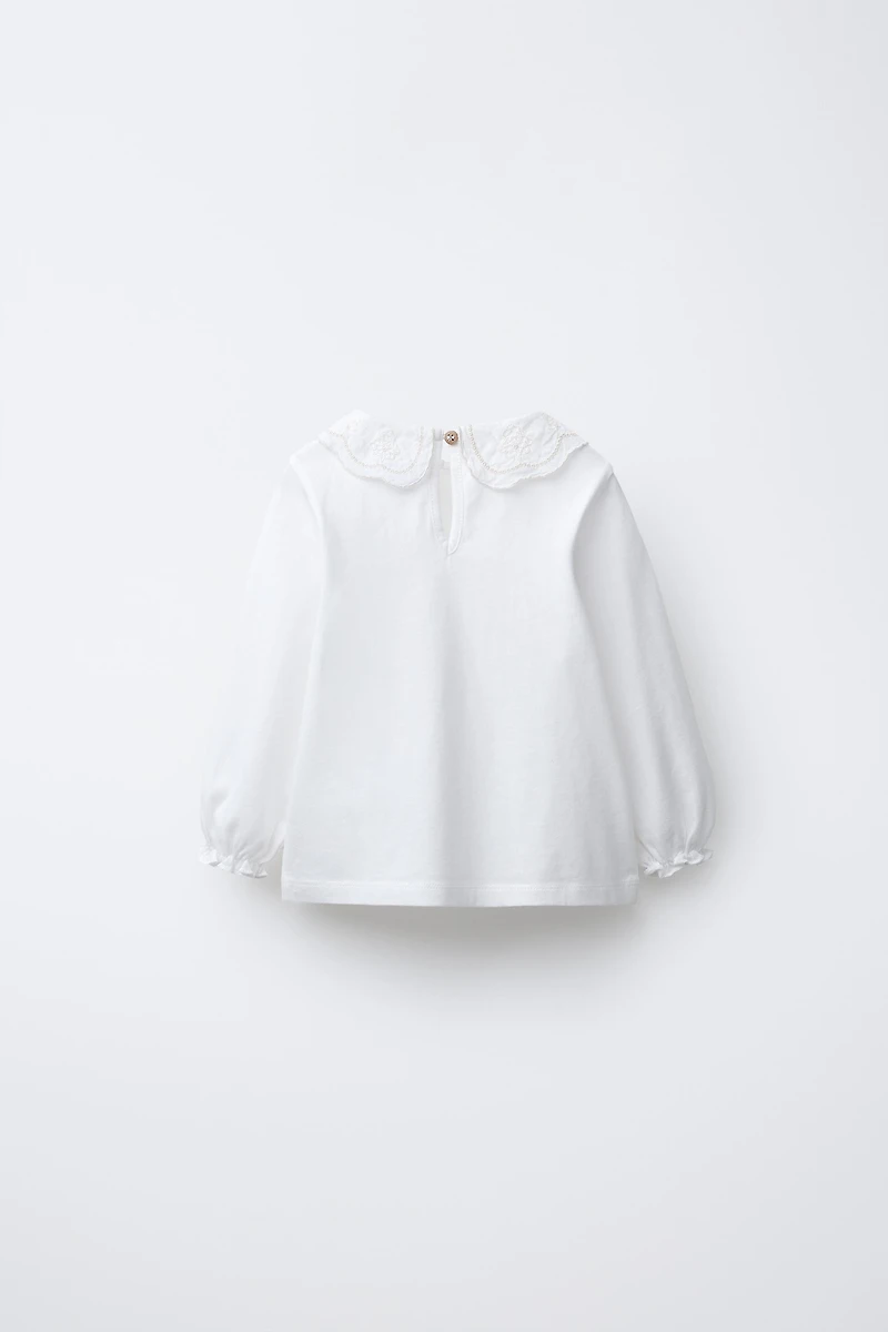 EMBROIDERED COLLAR T-SHIRT