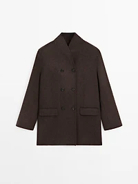 Manteau à col smoking en laine mélangée