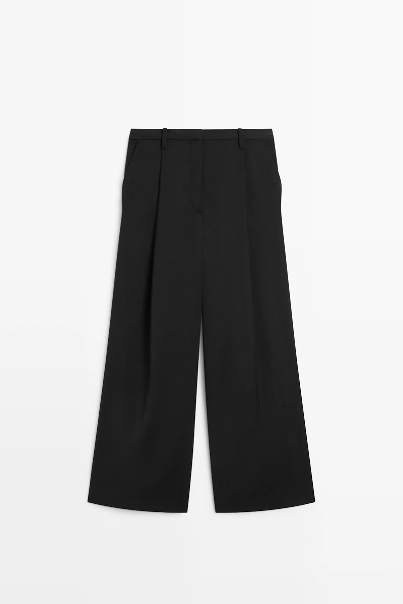 Flowing cropped wide-leg pants