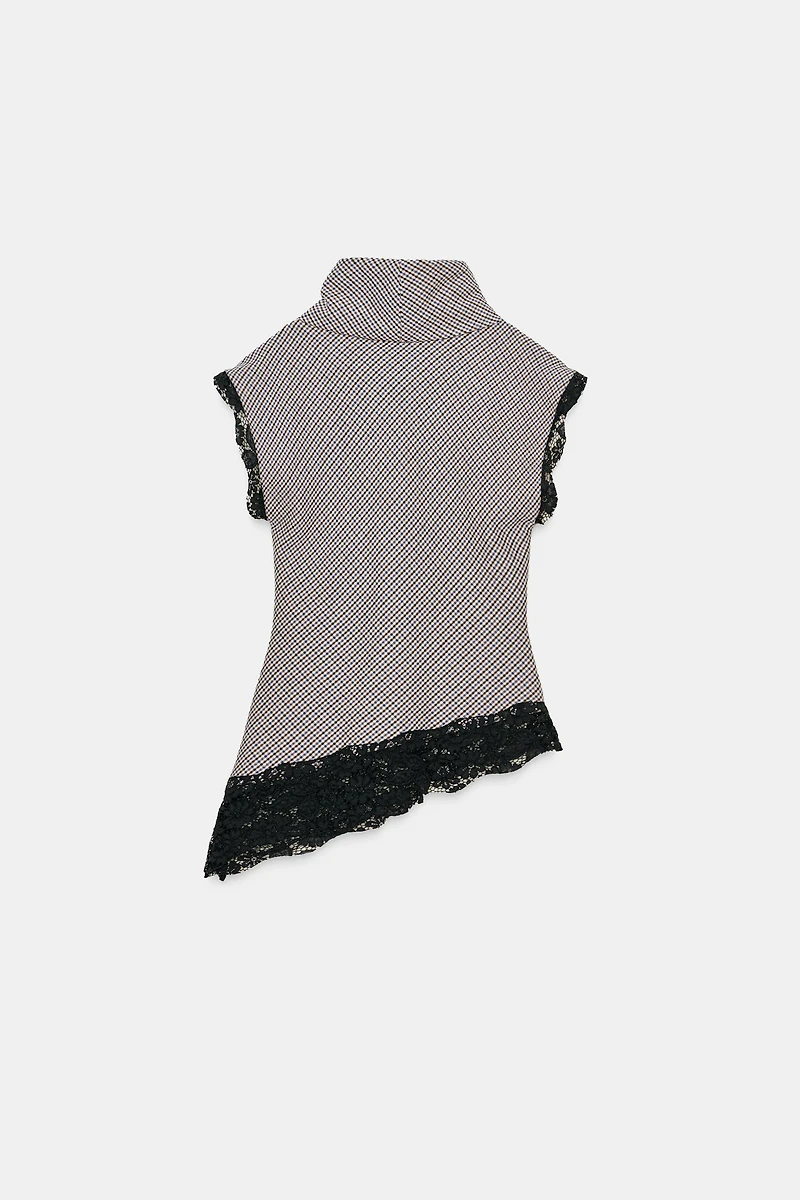 HOUNDSTOOTH LACE TOP