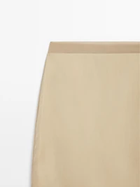 Silk blend double-layer midi skirt