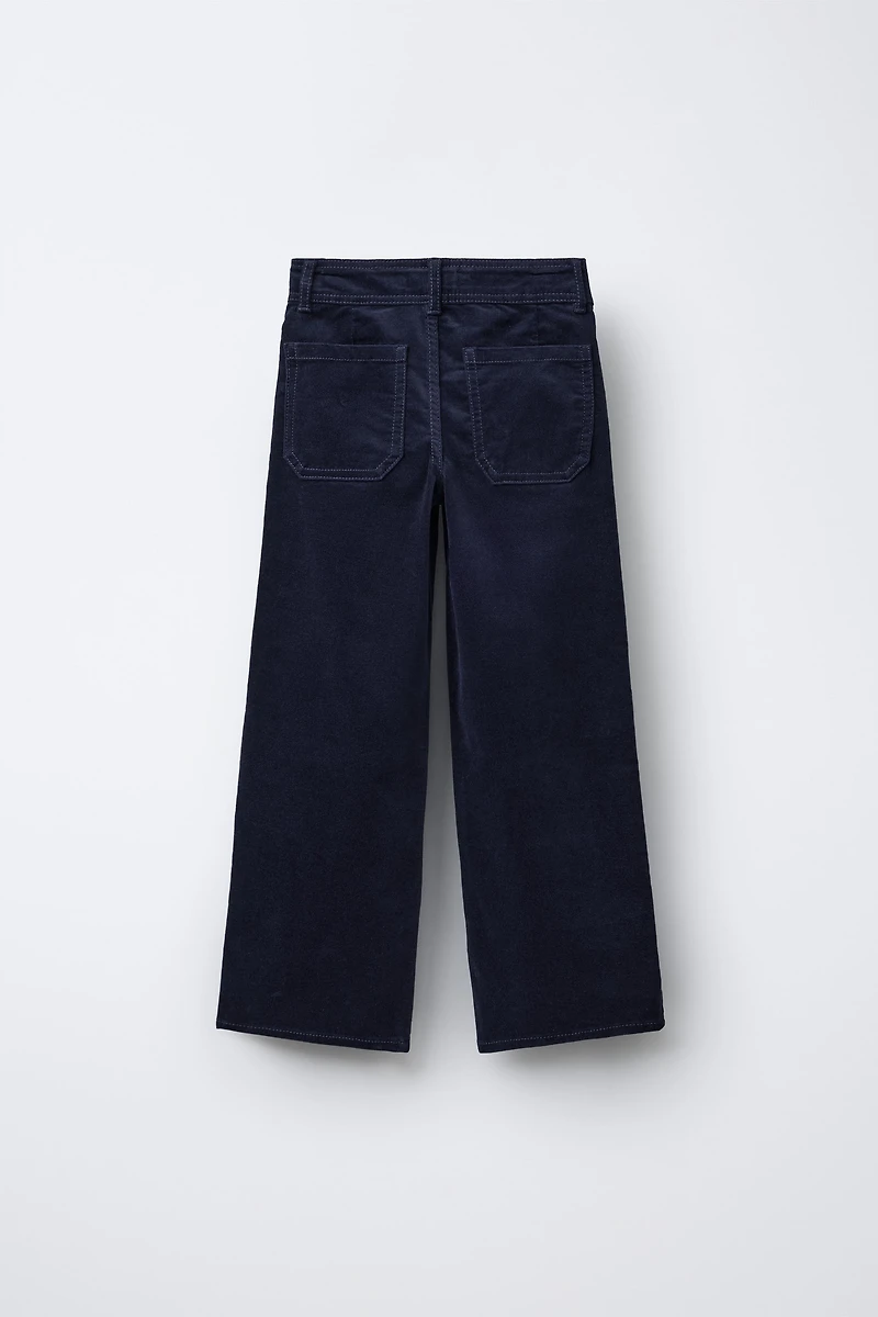 EMBROIDERED FLORAL VELVET PANTS