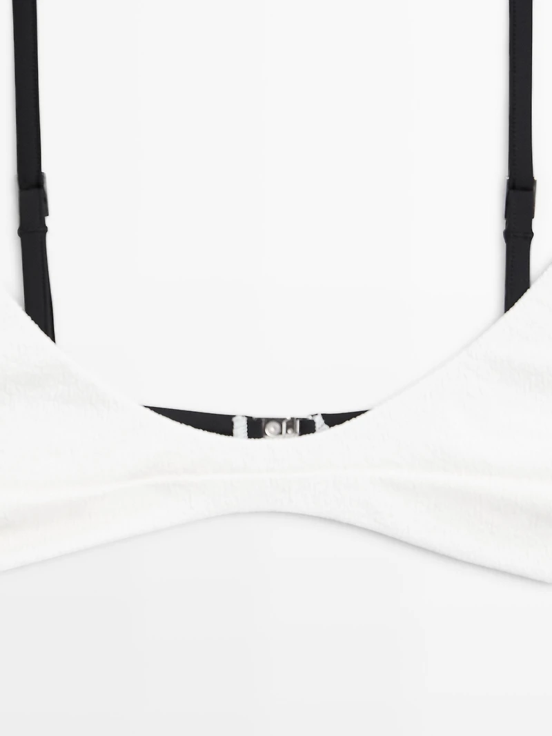 Contrast textured bikini top