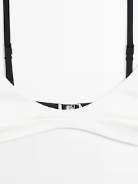 Contrast textured bikini top