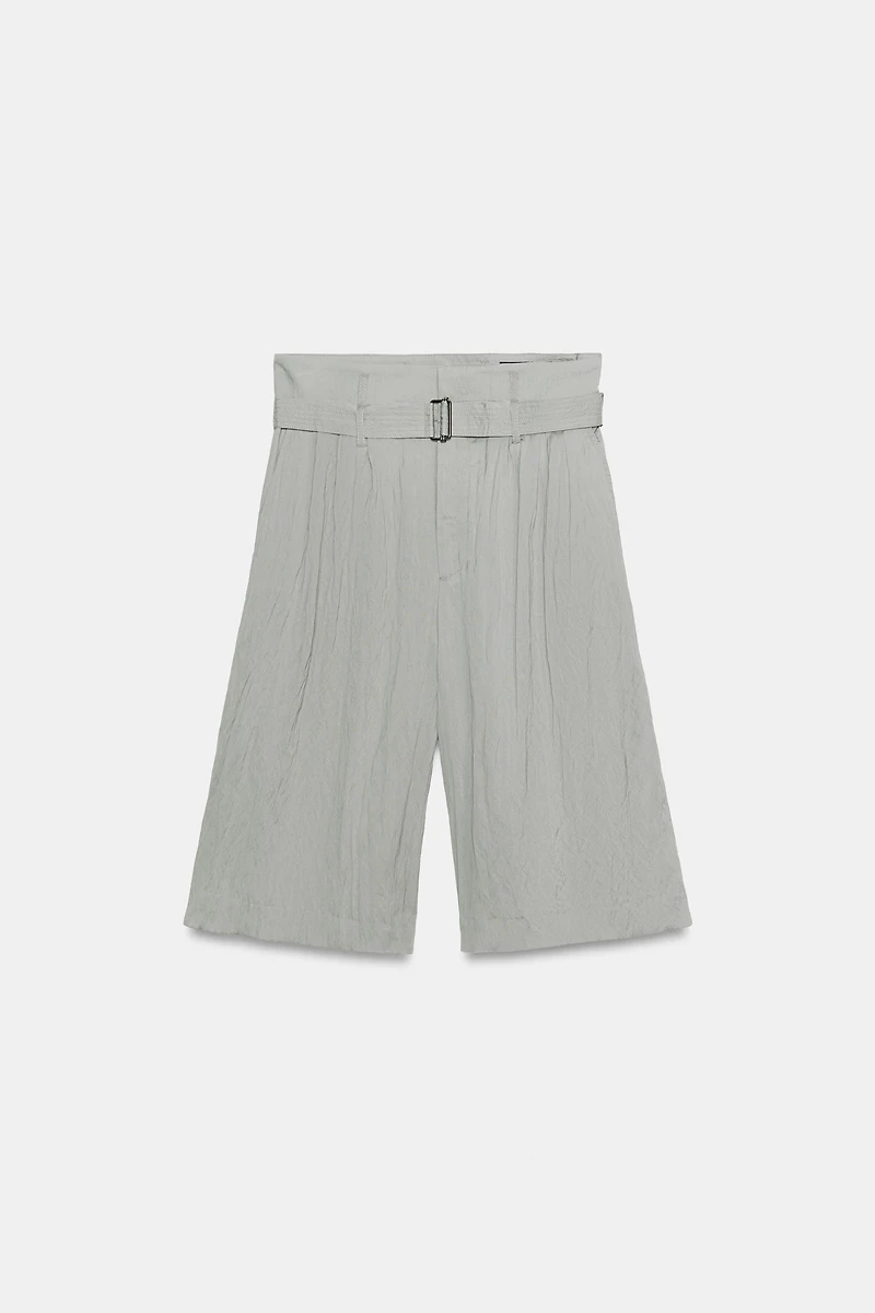ZW COLLECTION BELTED PLEATED BERMUDA SHORTS