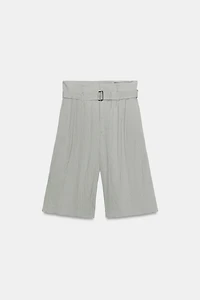ZW COLLECTION BELTED PLEATED BERMUDA SHORTS