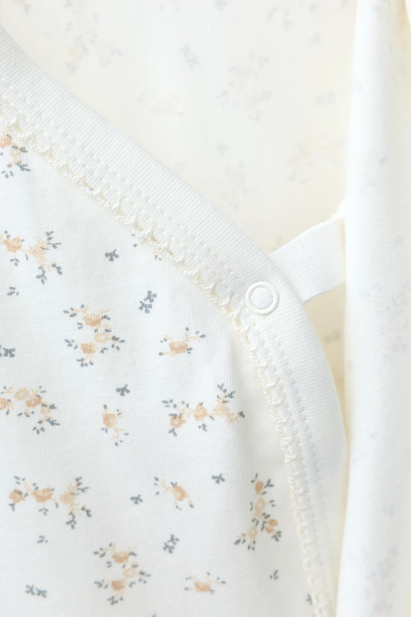 LOT DE TROIS BODYS COL KIMONO FLEURS QUALITÉ DOUCE