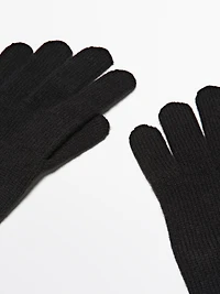Wool blend knit gloves
