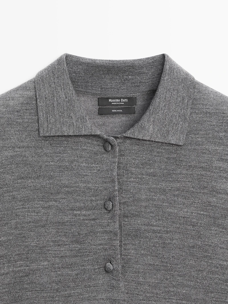 Pull polo en maille de laine