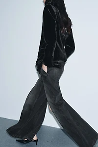 ZW COLLECTION MID-RISE WIDE LEG JEANS WITH ZIPPERS