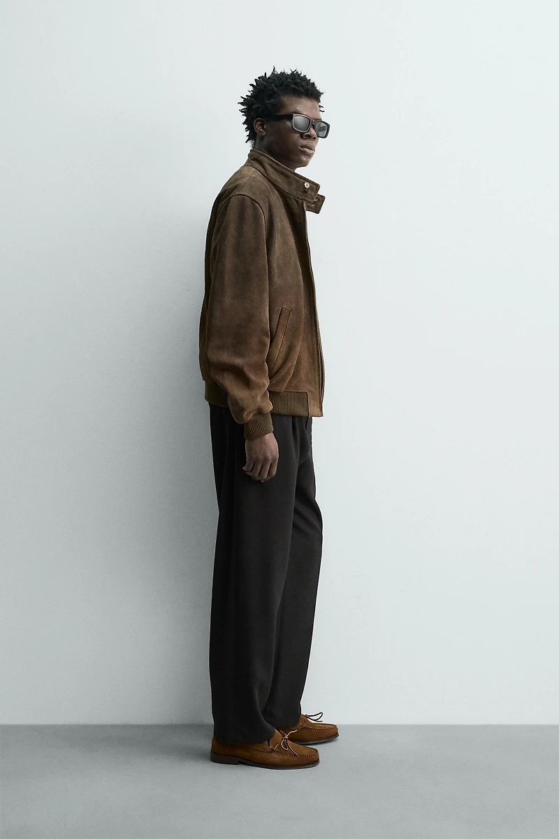 BLOUSON REGULAR FIT CUIR DAIM