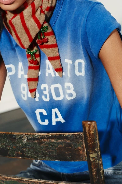 CHERRY STRIPE KNIT BANDANA